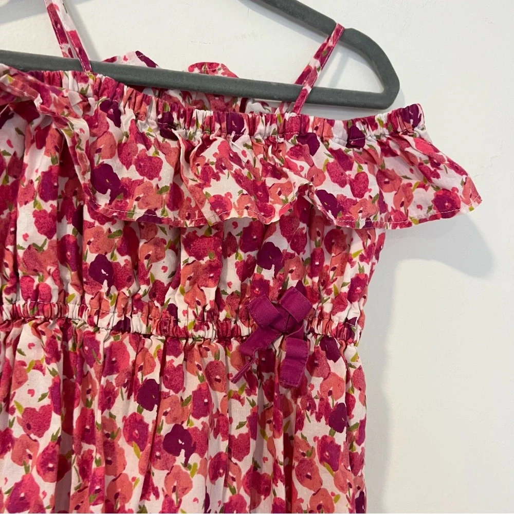 Baby Gap Girls 2T Pink Floral Dress Cotton Ruffle Spaghetti Strap Sundress